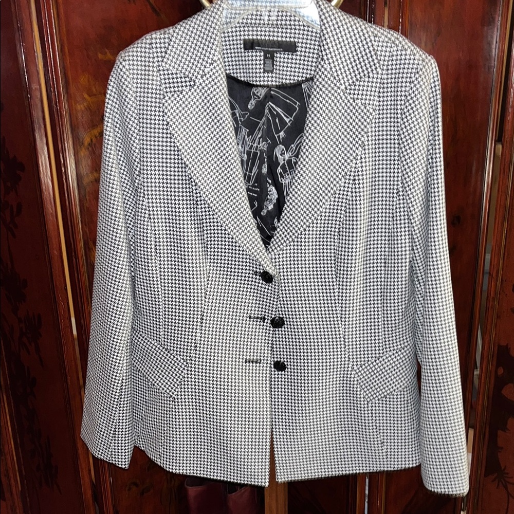 White House Black Market Monochrome Houndstooth Blazer